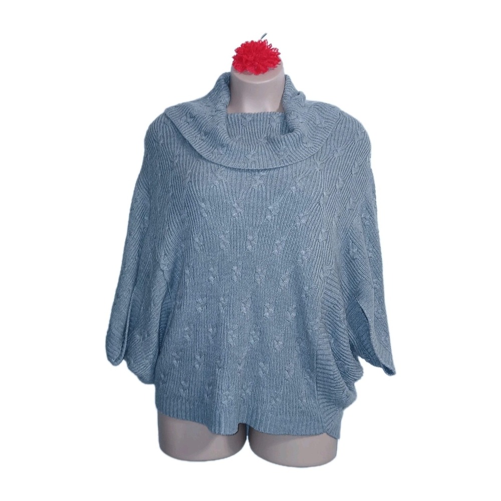 Avenue Cocoon Sweater 14 16 1X  Gray Women Chunky Knit Cowl Neck Oversized Cozy